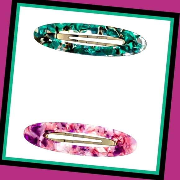 8 Other Reasons Marbled Hair Clip Set โ Pink/Purple & Green/Blue | NWT - Picture 3 of 6